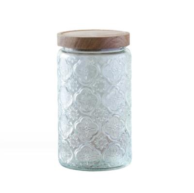 China Vintage Relief Kitchen Sealed Glass Storage Jar Grain And Miscellaneous Grain Sealed Jar for sale