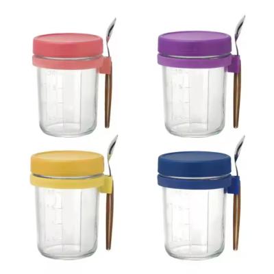 China Customized 350ml Breakfast Sealed Glass Cups 12OZ Mason jar for sale