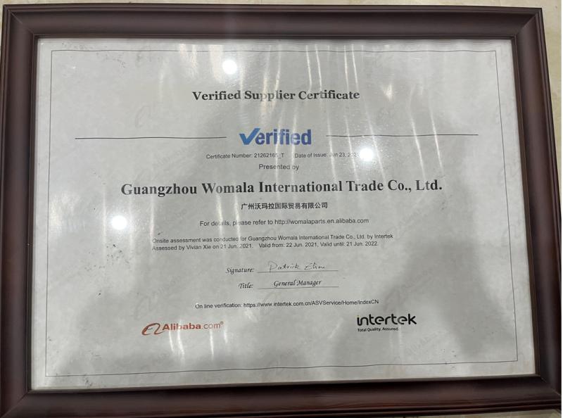 Gold certificate - Guangzhou Womala International Trade Co., Ltd.
