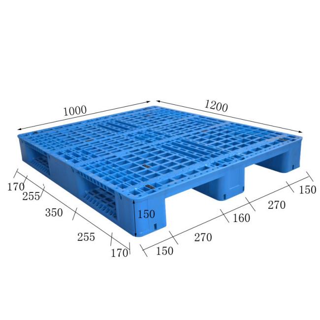3 Skids Single Faced Steel Reinforced Heavy Duty Plastic Pallet