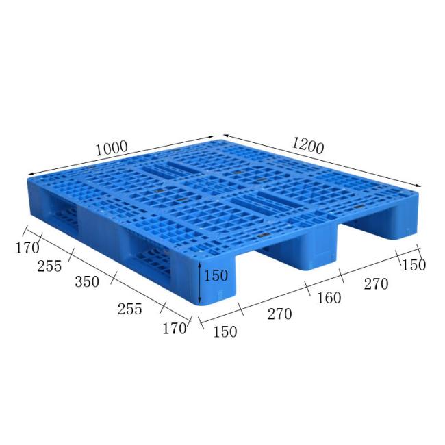 3 Skids Single Faced Steel Reinforced Heavy Duty Plastic Pallet