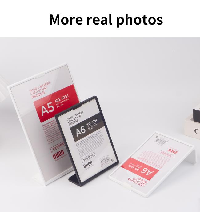 UHOO L-Shaped Card Stand Sign Holders Business Display A4/A5/A6