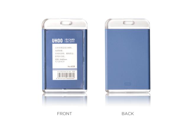 UHOO Vertical waterproof high transparent acrylic single side id card holder office work name badge holder
