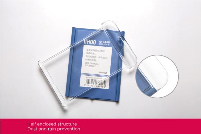 UHOO Vertical waterproof high transparent acrylic single side id card holder office work name badge holder