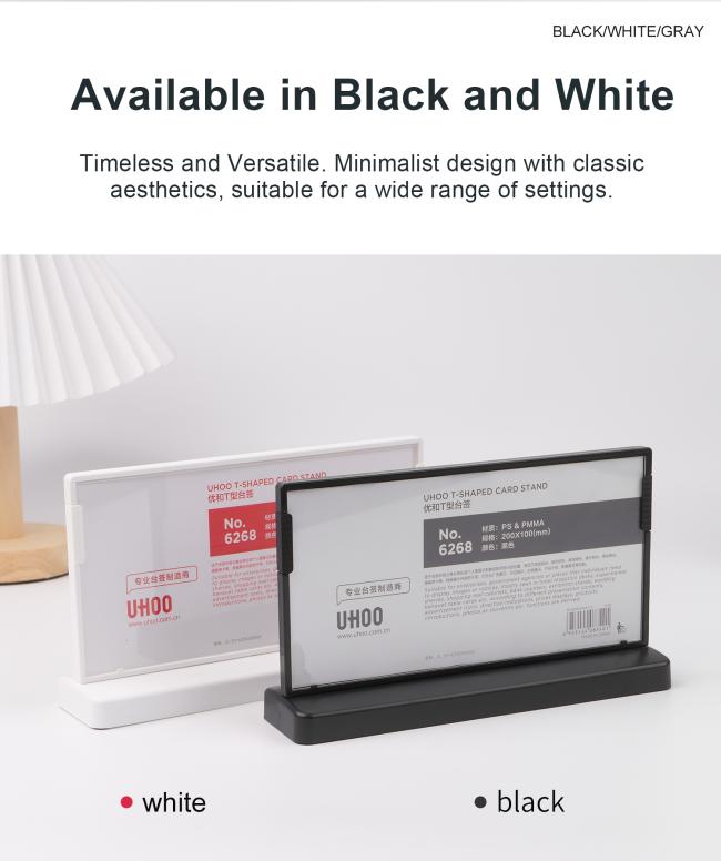 UHOO6257 Factory-Accurate Plastic A6 Size Triangle Pen Holder Stand with Clock & Calendar for Office & School Use