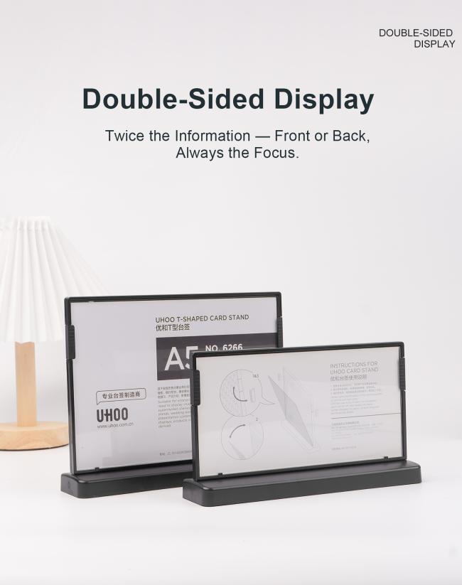 UHOO6257 Factory-Accurate Plastic A6 Size Triangle Pen Holder Stand with Clock & Calendar for Office & School Use
