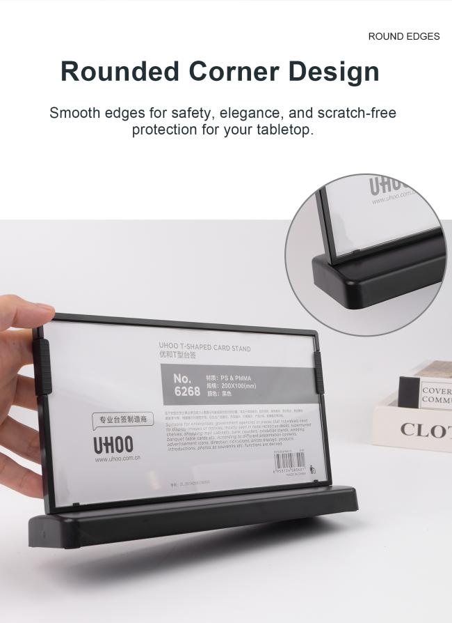 UHOO6257 Factory-Accurate Plastic A6 Size Triangle Pen Holder Stand with Clock & Calendar for Office & School Use