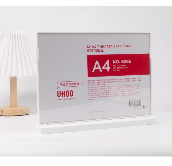 UHOO6257 Factory-Accurate Plastic A6 Size Triangle Pen Holder Stand with Clock & Calendar for Office & School Use
