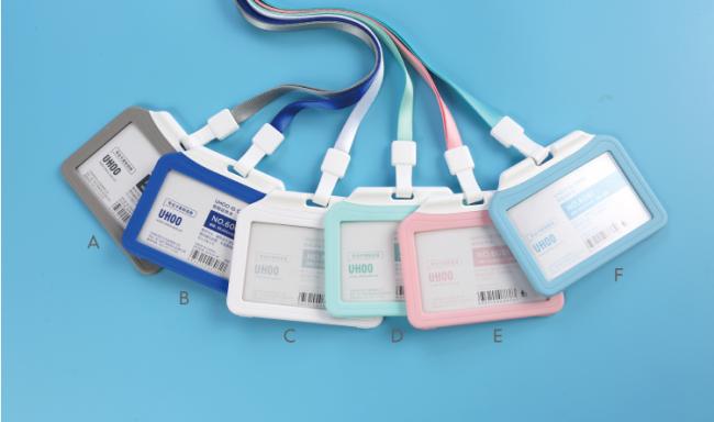 Hot sale Uhoo 6061 macaron color plastic badge ID card holder