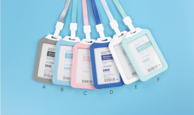 Hot sale Uhoo 6061 macaron color plastic badge ID card holder