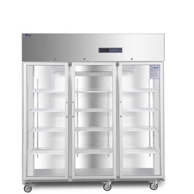 China 1500L 2 To 8 Degree High Quality Pharmacy Refrigerator R134a With Three Glass Doors for sale