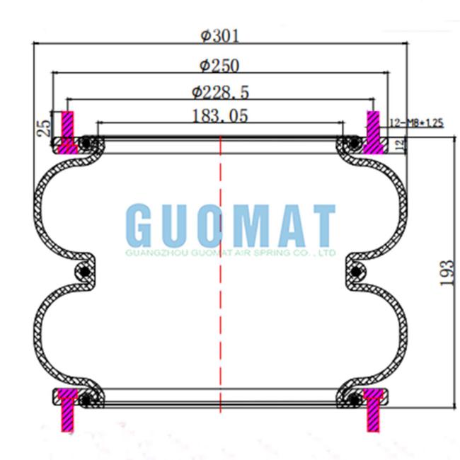 W01-358-7431 Fire-Stone Rubber Air Bellow W013587431 Double Convoluted Type Air Shock