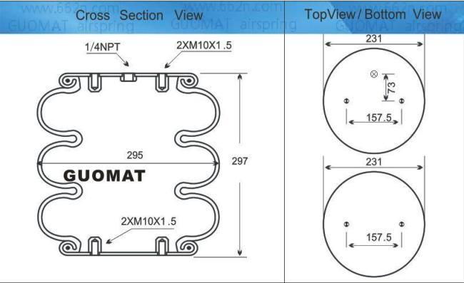 Fire Stone W01-358-8006 Triple Convoluted Industrial Air Springs