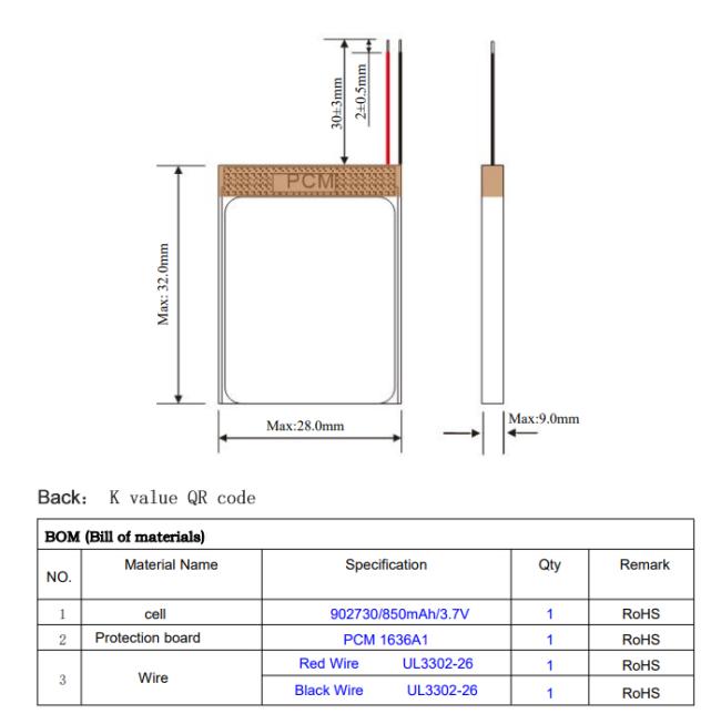 3.7V 850mAh Rechargeable Polymer Lithium Battery 902730 for GPS Digital Camera Charger