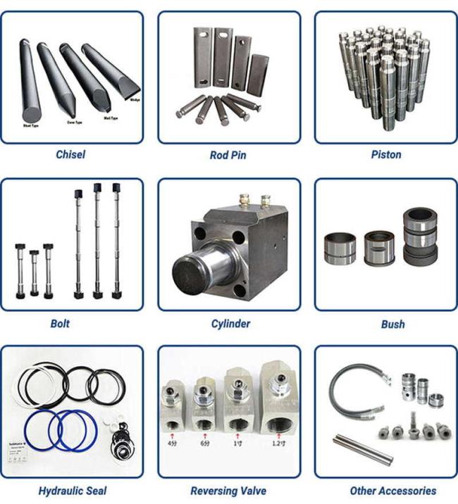 Spare parts for hydraulic breaker components