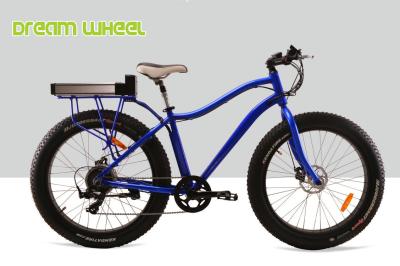China Blue Electric Fat Tire Beach Cruiser Bikes Shimano 6 Speed Snow Road for sale
