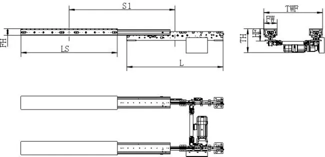 Pallet Telescopic Fork Single Motor Single Deep Position Hftc250X120-2800*2800*2950 Telescopic Fork Device Telescopic Forklift Forks Cargo Handling Forks