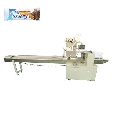 China Horizontal food snack cookie biscuit bread chocolate bar flow wrap packaging machine for sale