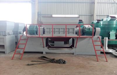 China Shredder 800 model 1-4T/H capacity, double roller shredder for timbers, wood blocks, steels, rubbers, and kitchen waste for sale