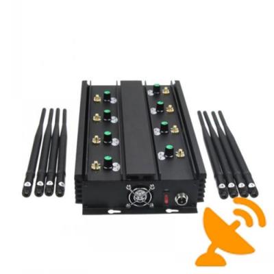 China Adjustable 8 Band UHF VHF Jammer Device To Block Mobile Phone Signal 16W for sale