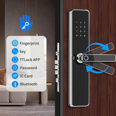 中国 TTLock Digital Biometric Front Door Lock Grip Open Anti Peep Code IC Card Key Unlock 販売のため