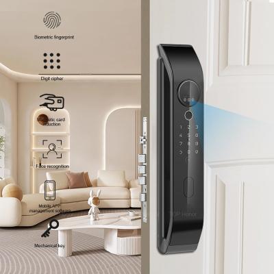 China Biometric Tuya App Door Lock Anti Peep Code Tamper Alarm For Home Apartment for sale