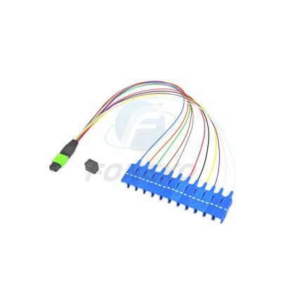 China MTP MPO To SC UPC Fiber Optic Fanout Pigtail Patch Cord Single Mode 0.9mm for sale