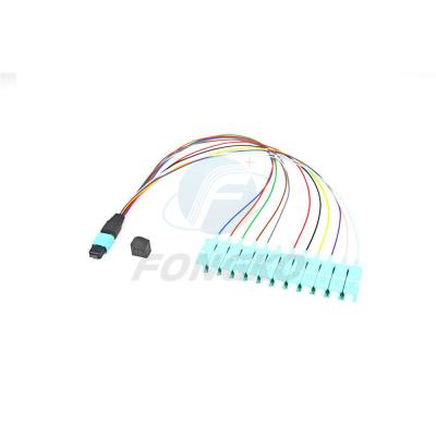 China Single Mode 0.9mm lc MPO To SC Mtp Fanout Cable 0.5m 12 Fiber for sale