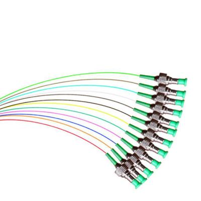 China PVC LSZH Outer Fiber Optic Pigtail 12 Cord Fibers Unjacketed Color Coded Optical Pigtail for sale