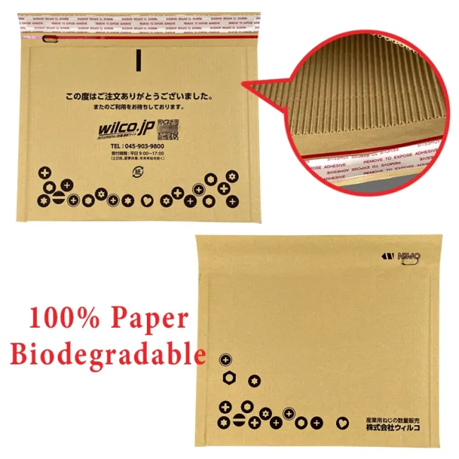 Wholesale Custom Print Kraft Honeycomb Corrugated Envelope Mailer Paper Compostable Poly Bubble Mailer Envelope