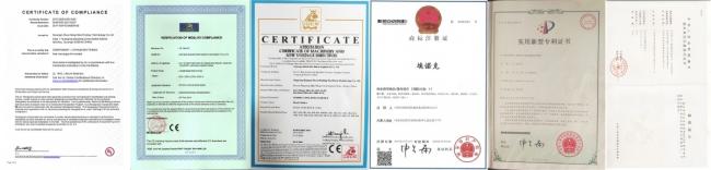 Quality certifications including ISO9001, SGS, and CE