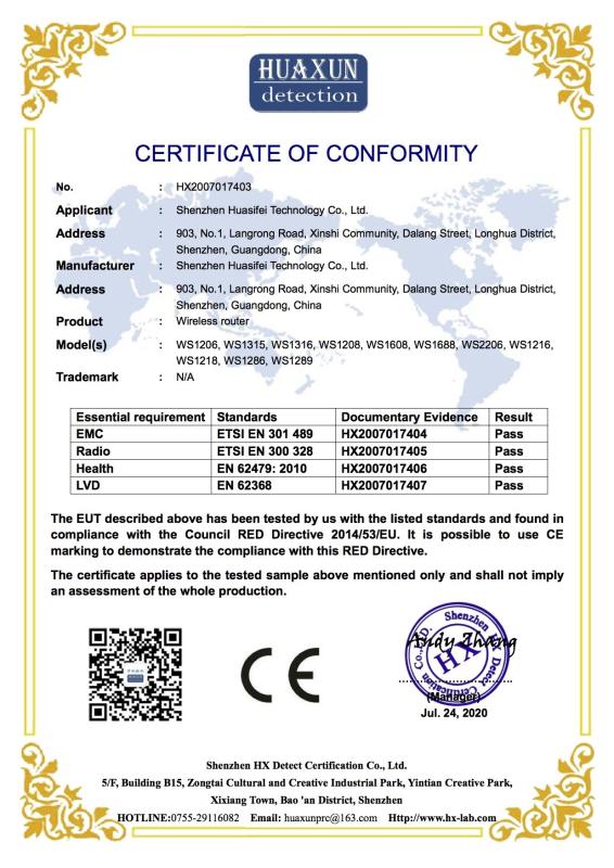 CE - Shenzhen Huasifei Technology Co., Ltd.