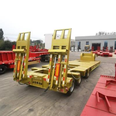 China Low Bed Semi Trailers Truck Trailer Lowbed Trailers with Slope for Heavy Machines for sale