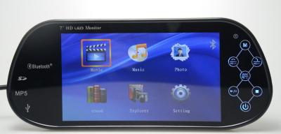 China 7'' TFT LCD Car Rear View Mirror Monitor 2 Ways Video Input For Backup Camera for sale