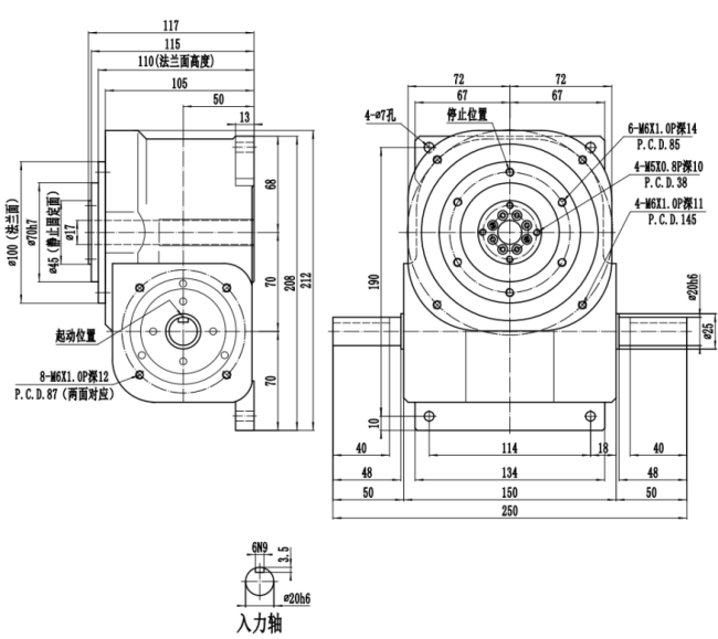 70DA Series Cam Indexer technical diagram