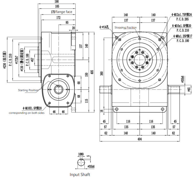 150DA Series Cam Indexer technical diagram