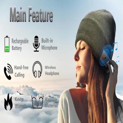 China Music Play Phone Calls Wireless Bluetooth Cap Headphone Music Knit Cap 3 Buttons for sale