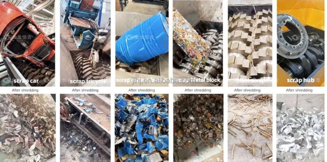 Shredded metal output in recycling plant