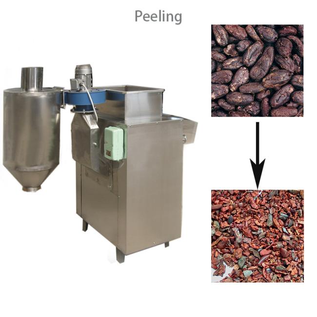 Cocoa Powder Processing Production Line Cocoa Powder Maker Roasting Peeling Milling Crushing Grinding Machine