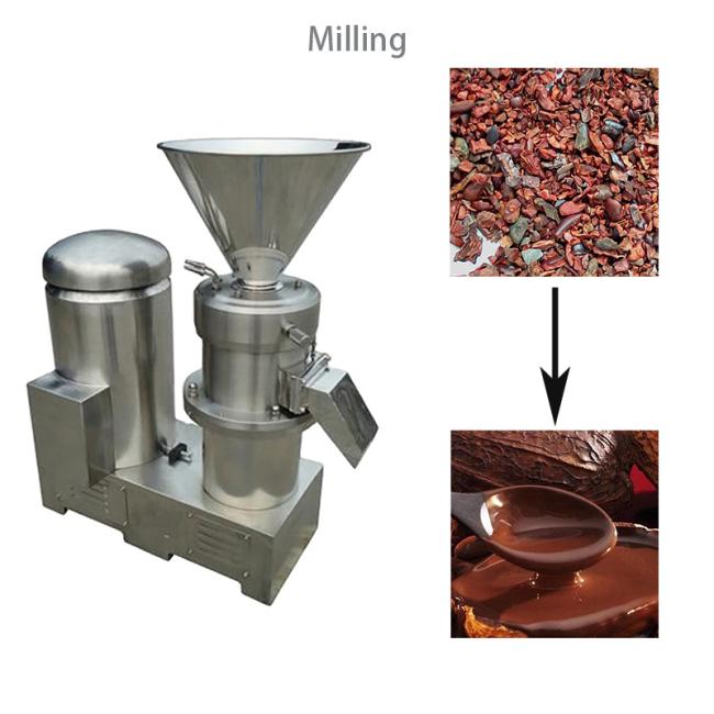 Cocoa Powder Processing Production Line Cocoa Powder Maker Roasting Peeling Milling Crushing Grinding Machine