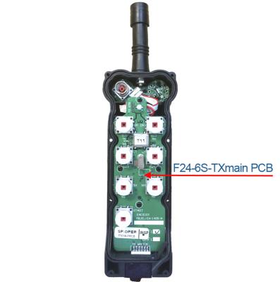 China Telecontrol 6 single speed push buttons cordless remote control F24-6S-TX transmitter main board for sale