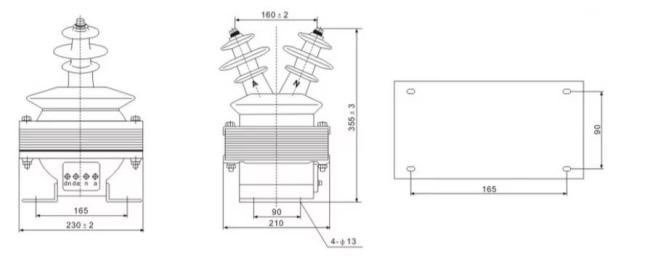 JDZJ Series Voltage Transformer outline dimensions and technical drawing