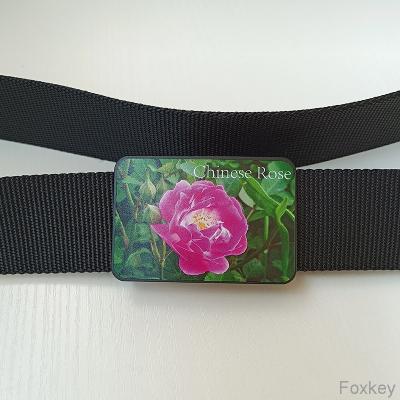 China midsize Advertising Adjustable Belt Buckle With Nylon Webbing Flower Rose Print for sale