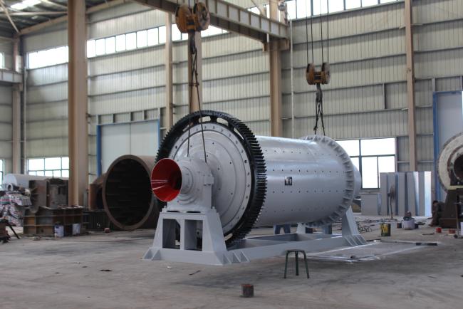 Close-up of ball mill in operation