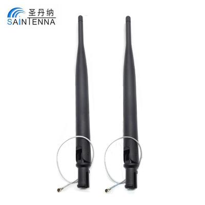 China antena de borracha de 5DBI 2.4Ghz Omni WIFI com cabo da trança da ligação em ponte de IPEX RF1.13 à venda