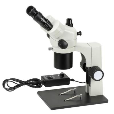 China Iluminación coaxial de Trinocular del microscopio estéreo del enfoque de la ampliación 18X-65X en venta
