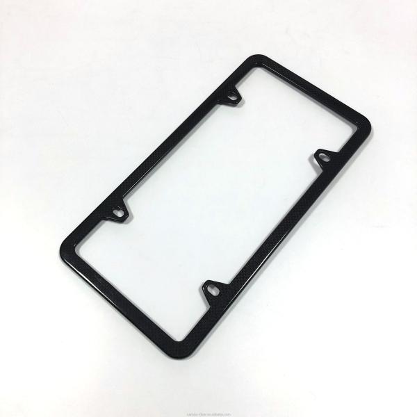 Quality Four Hole Carbon Fiber License Plate Bracket Cover Car Licence Plate Frame for sale