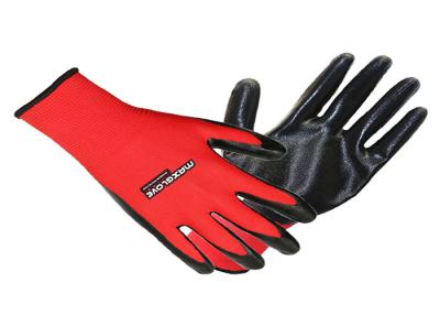 China Safe Working Nitrile Coated Work Gloves Polyester Liner Material Resistant Abrasion for sale