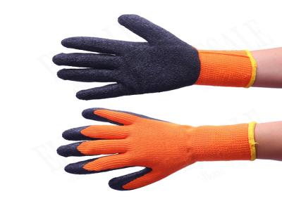 China 10 Gauge Warm Winter Work Gloves Orange Color Brushed Terry Loops Acrylic Lined for sale