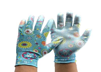 China Nitrile Coated Garden Work Gloves Polyester Liner Clear Safety Gloves for sale